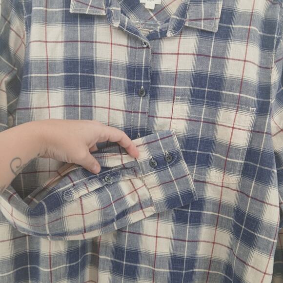 J. Crew Plaid Boy Fit Shirt Size LG Popover Flannel Fall Oversized 90s Tomboy - Picture 3 of 6